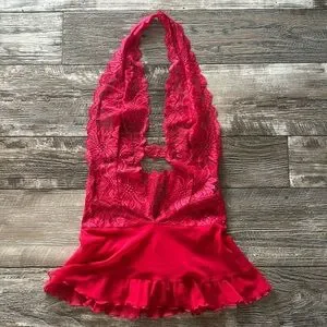 sexy lingerie hollywood Hollywood Chemise Set, Red Chemise, Red and Black Lingerie main image 1